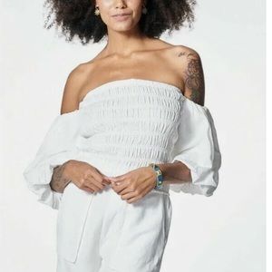 Young Fabulous & Broke Pink Smock Puff Sleeve Off The ShoulderTop